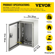 NEMA Steel Enclosure ,12 x 8 x 6\'\' NEMA 4X Steel Electrical Box, IP66 Waterproof & Dustproof, V952-DQXJSTCFS30X20X15V0