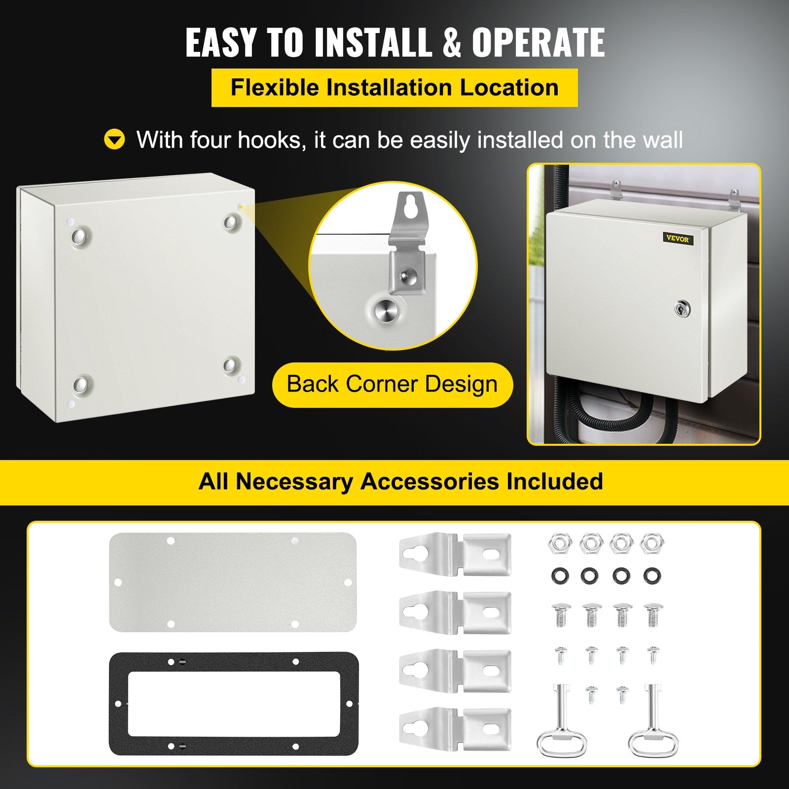 NEMA Steel Enclosure, 12 x 12 x 6''steel electrical box electrical enclosur NEMA 4X Steel Electrical Box, V952-DQXJSTCFS30X30X15V0