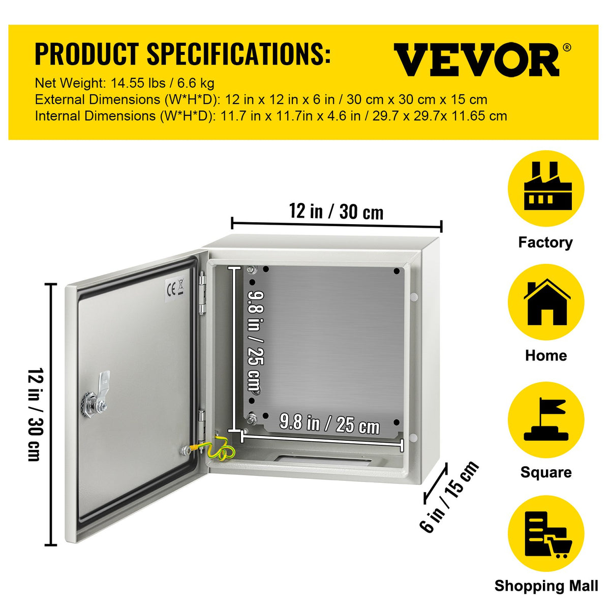 NEMA Steel Enclosure, 12 x 12 x 6''steel electrical box electrical enclosur NEMA 4X Steel Electrical Box, V952-DQXJSTCFS30X30X15V0