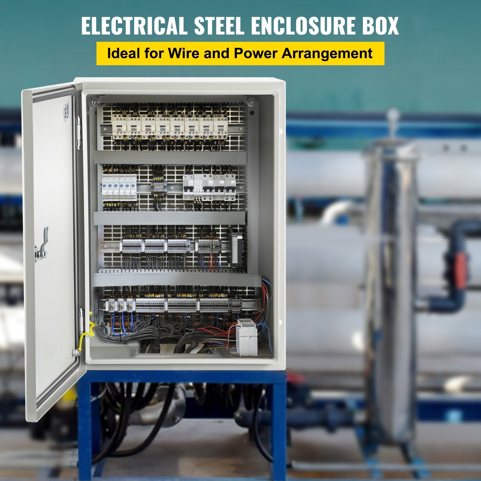 Steel Electrical Box 16'' x 12'' x 8'' Electrical Enclosure Box, Carbon Steel Hinged Junction Box, IP65 V952-DQXJSTCFS40X30X20V0