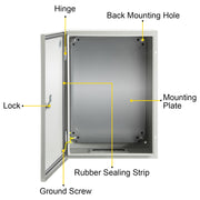 Steel Electrical Box 16'' x 12'' x 8'' Electrical Enclosure Box, Carbon Steel Hinged Junction Box, IP65 V952-DQXJSTCFS40X30X20V0