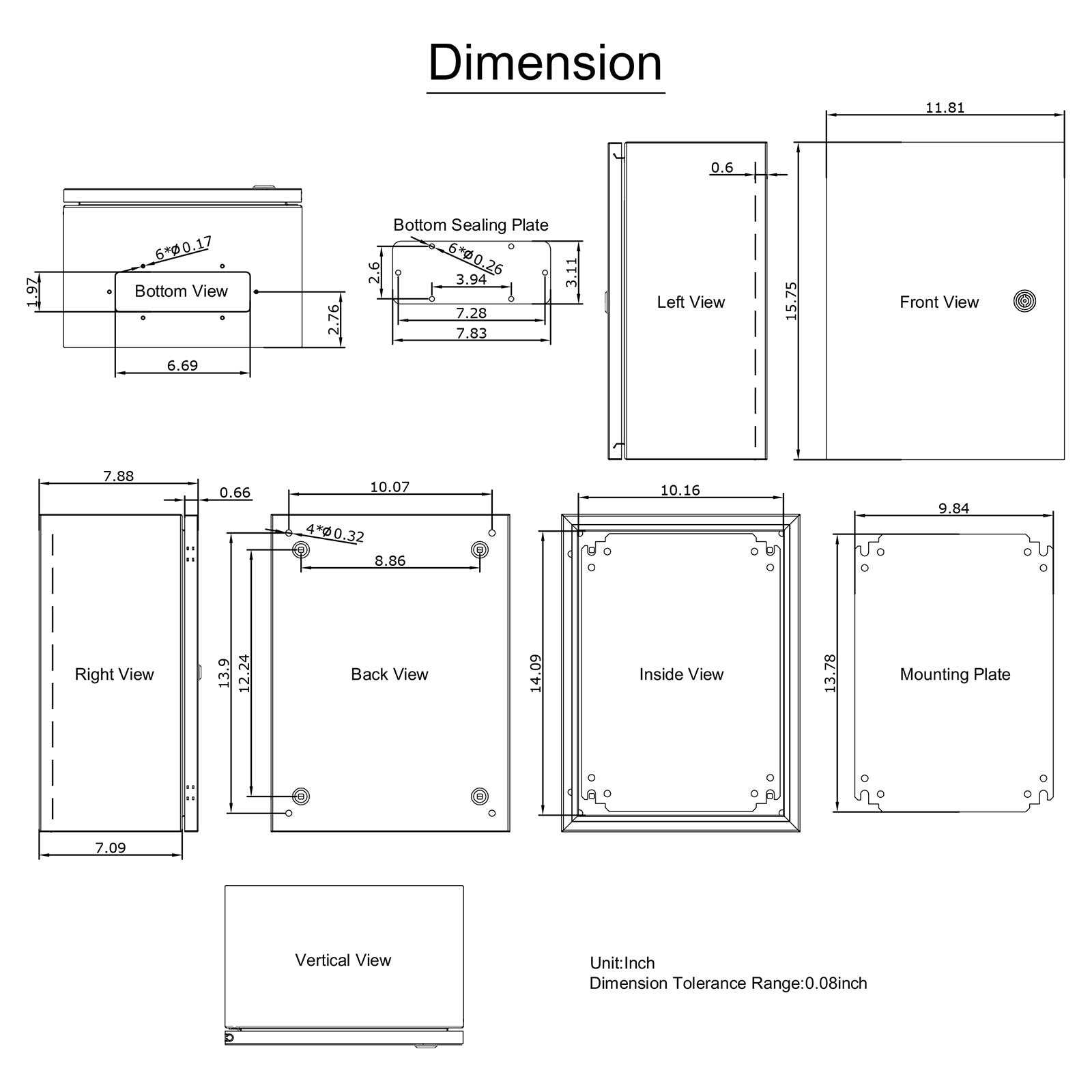 Steel Electrical Box 16'' x 12'' x 8'' Electrical Enclosure Box, Carbon Steel Hinged Junction Box, IP65 V952-DQXJSTCFS40X30X20V0