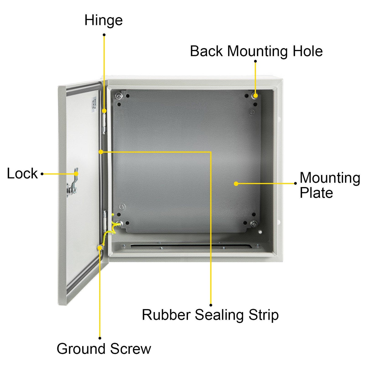 NEMA Steel Enclosure, 16 x 16 x 8\'\' NEMA 4X Steel Electrical Box, IP66 Waterproof & Dustproof, V952-DQXJSTCFS40X40X20V0