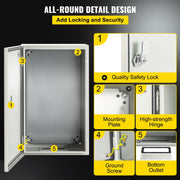 NEMA Steel Enclosure, 20 x 12 x 10\'\' NEMA 4X Steel Electrical Box, IP66 Waterproof & Dustproof, V952-DQXJSTCFS50X30X25V0