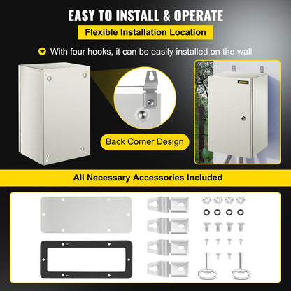 NEMA Steel Enclosure, 20 x 12 x 10\'\' NEMA 4X Steel Electrical Box, IP66 Waterproof & Dustproof, V952-DQXJSTCFS50X30X25V0
