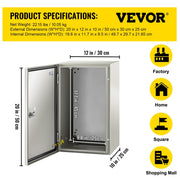 NEMA Steel Enclosure, 20 x 12 x 10\'\' NEMA 4X Steel Electrical Box, IP66 Waterproof & Dustproof, V952-DQXJSTCFS50X30X25V0