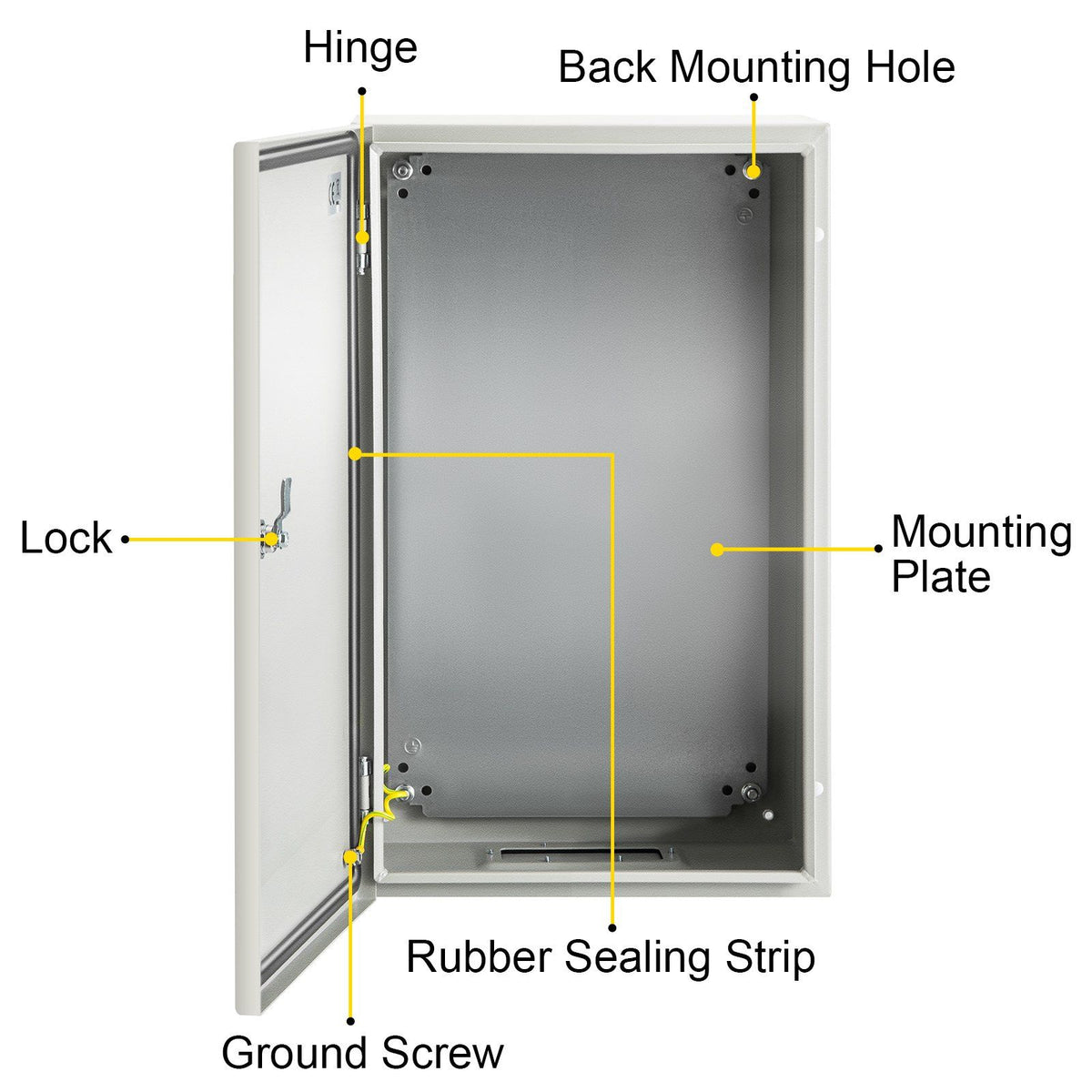 NEMA Steel Enclosure, 20 x 12 x 10\'\' NEMA 4X Steel Electrical Box, IP66 Waterproof & Dustproof, V952-DQXJSTCFS50X30X25V0