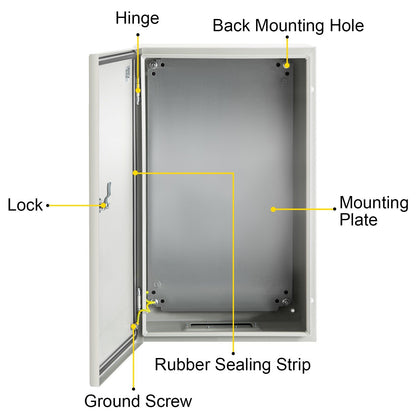 NEMA Steel Enclosure, 20 x 12 x 10\'\' NEMA 4X Steel Electrical Box, IP66 Waterproof & Dustproof, V952-DQXJSTCFS50X30X25V0