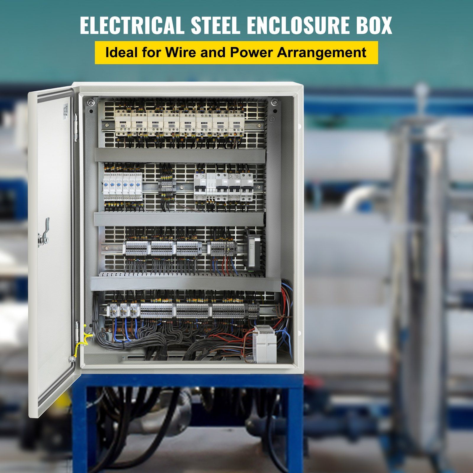 NEMA Steel Enclosure, 50 x 40 x 15 cm NEMA 4X Steel Electrical Box, IP66 Waterproof & Dustproof, V952-DQXJSTCFS50X40X15V0