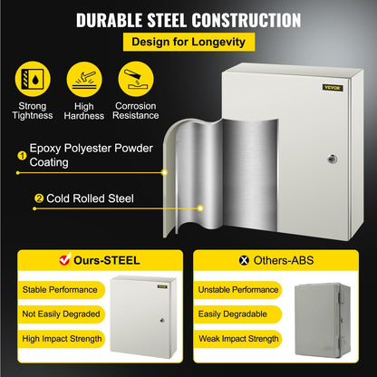 NEMA Steel Enclosure, 50 x 40 x 15 cm NEMA 4X Steel Electrical Box, IP66 Waterproof & Dustproof, V952-DQXJSTCFS50X40X15V0