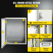 NEMA Steel Enclosure, 50 x 40 x 15 cm NEMA 4X Steel Electrical Box, IP66 Waterproof & Dustproof, V952-DQXJSTCFS50X40X15V0