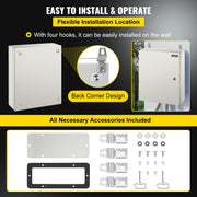 NEMA Steel Enclosure, 50 x 40 x 15 cm NEMA 4X Steel Electrical Box, IP66 Waterproof & Dustproof, V952-DQXJSTCFS50X40X15V0