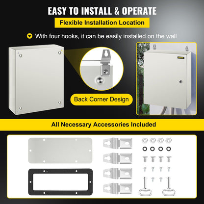 NEMA Steel Enclosure, 50 x 40 x 15 cm NEMA 4X Steel Electrical Box, IP66 Waterproof & Dustproof, V952-DQXJSTCFS50X40X15V0