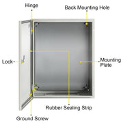 NEMA Steel Enclosure, 50 x 40 x 15 cm NEMA 4X Steel Electrical Box, IP66 Waterproof & Dustproof, V952-DQXJSTCFS50X40X15V0