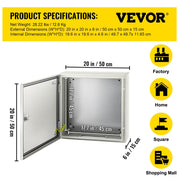 NEMA Steel Enclosure, 20 x 20 x 6\'\' NEMA 4X Steel Electrical Box, IP66 Waterproof & Dustproof, V952-DQXJSTCFS50X50X15V0