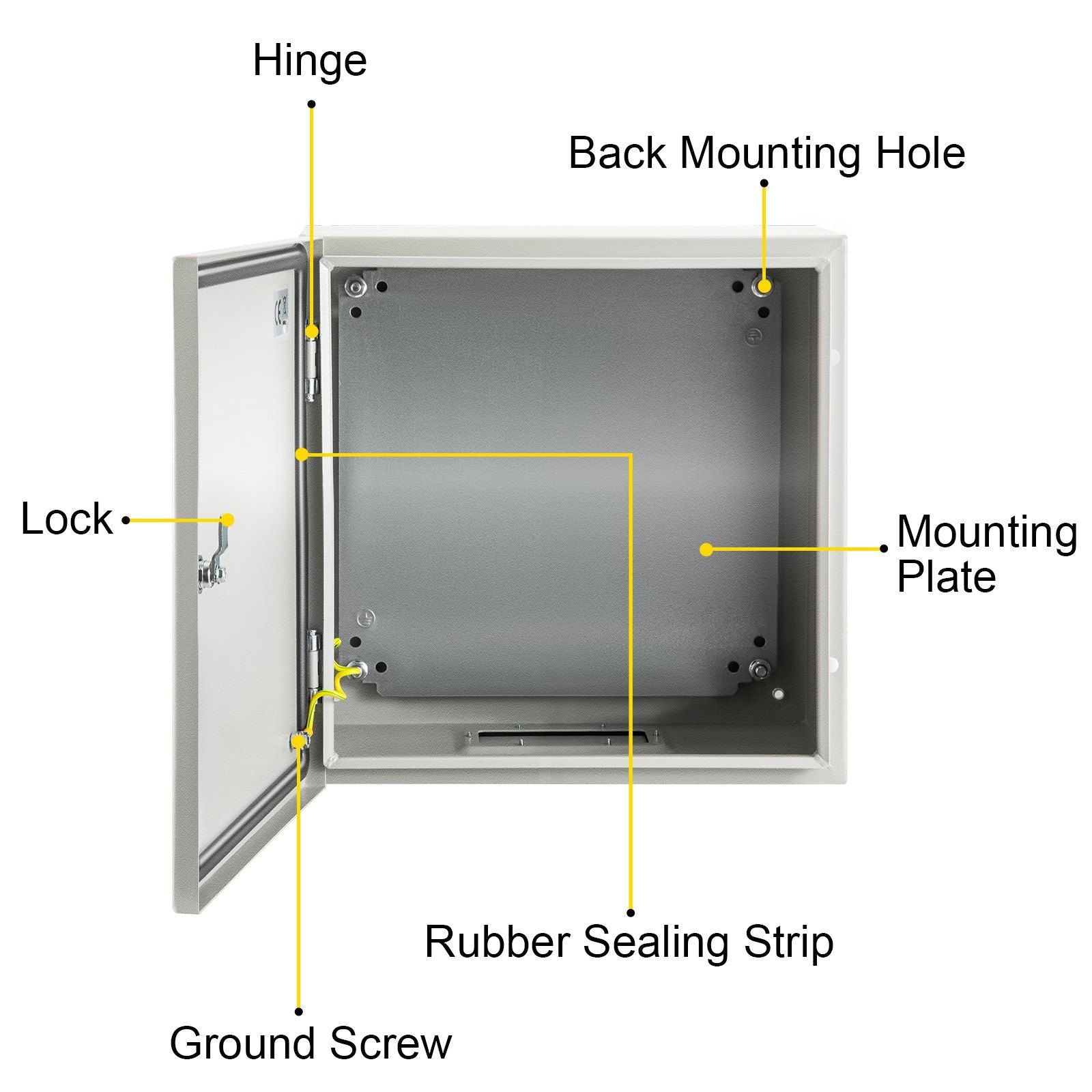 NEMA Steel Enclosure, 20 x 20 x 6\'\' NEMA 4X Steel Electrical Box, IP66 Waterproof & Dustproof, V952-DQXJSTCFS50X50X15V0