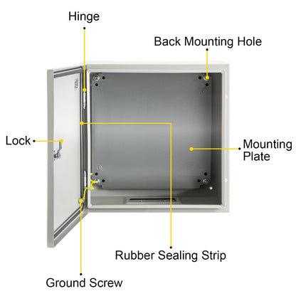 NEMA Steel Enclosure, 20 x 20 x 6\'\' NEMA 4X Steel Electrical Box, IP66 Waterproof & Dustproof, V952-DQXJSTCFS50X50X15V0