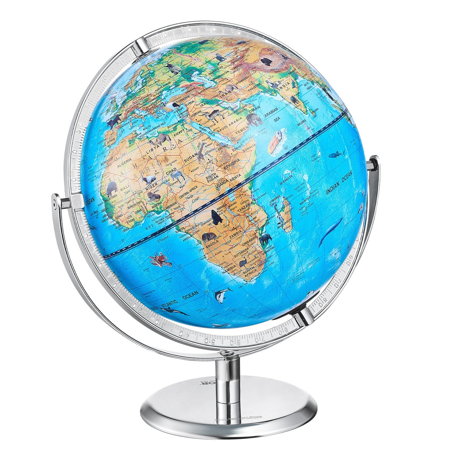 Educational Globe for Kids, 254 mm, Interactive AR World Globe with AR Golden Globe APP LED Night Lighting V952-DQYHDLAPP10YFSL76V9
