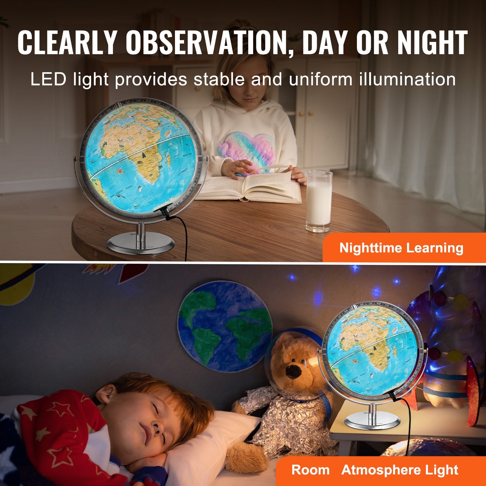 Educational Globe for Kids, 254 mm, Interactive AR World Globe with AR Golden Globe APP LED Night Lighting V952-DQYHDLAPP10YFSL76V9