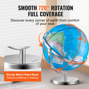 Rotating World Globe with Stand, 330.2 mm, Educational Geographic Globe with Precise Time Zone ABS Material, V952-DQYJJLBFG13Y9FFDEV0