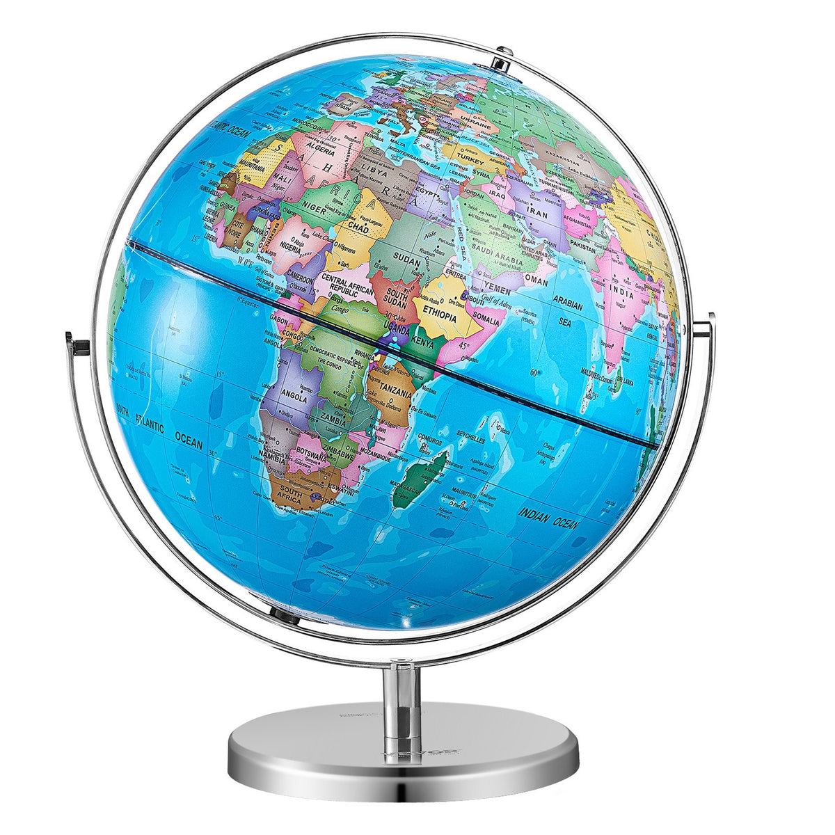 Rotating World Globe with Stand, 330.2 mm, Educational Geographic Globe with Precise Time Zone ABS Material, V952-DQYJJLBFG13Y9FFDEV0