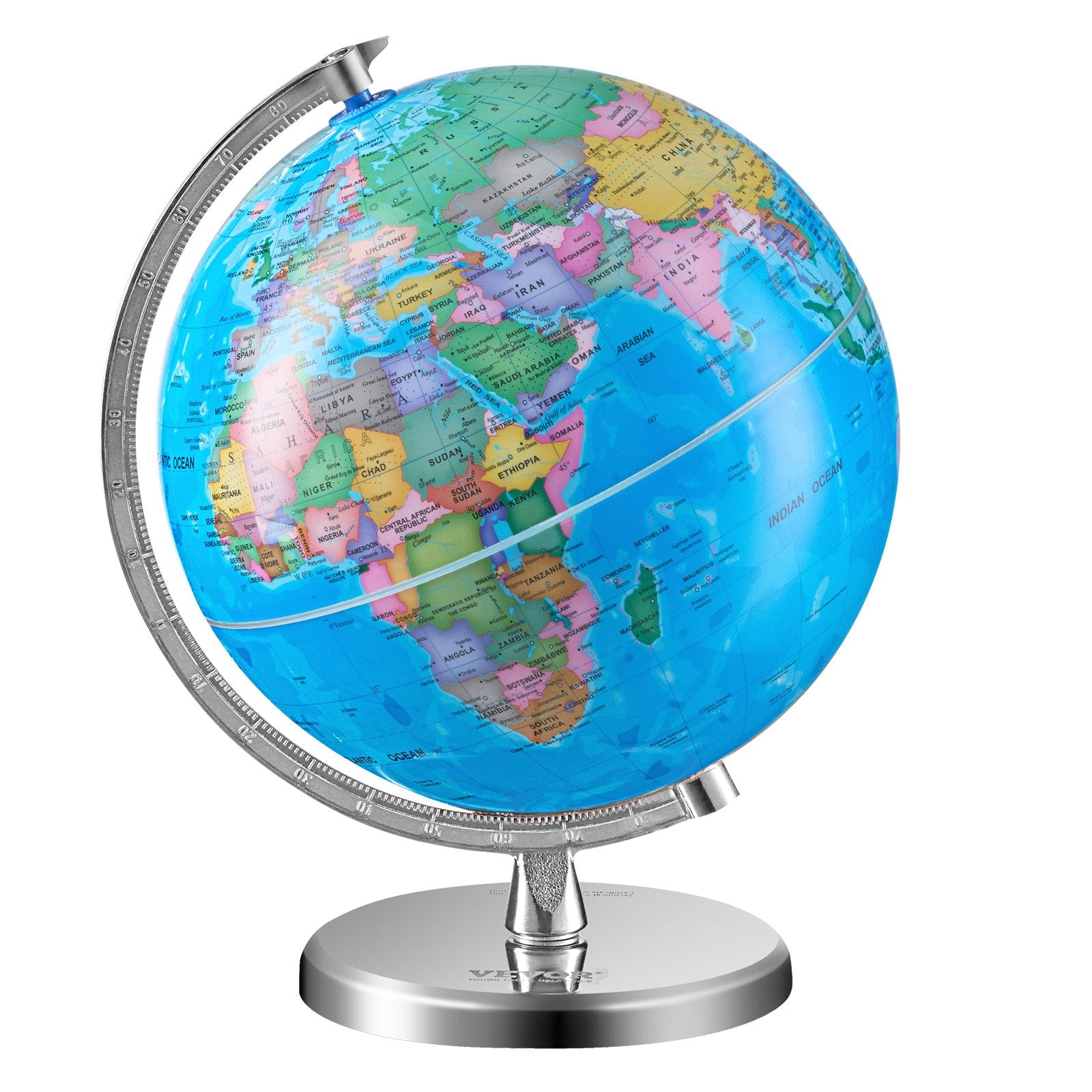 Rotating World Globe with Stand, 203.2 mm, Educational Geographic Globe with Precise Time Zone ABS Material, V952-DQYJJLBFG8YCRYAAZV0