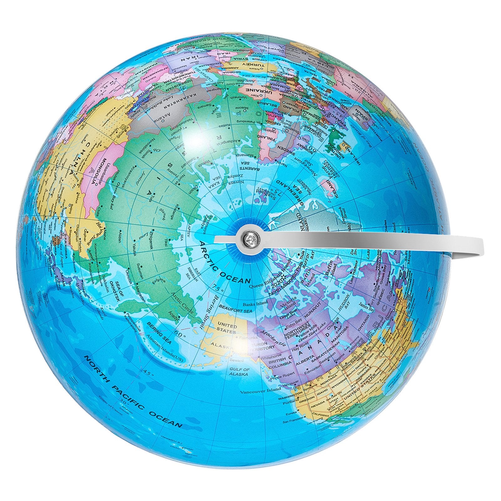Rotating World Globe with Stand, 203.2 mm, Educational Geographic Globe with Precise Time Zone ABS Material, V952-DQYJJLBFG8YCRYAAZV0
