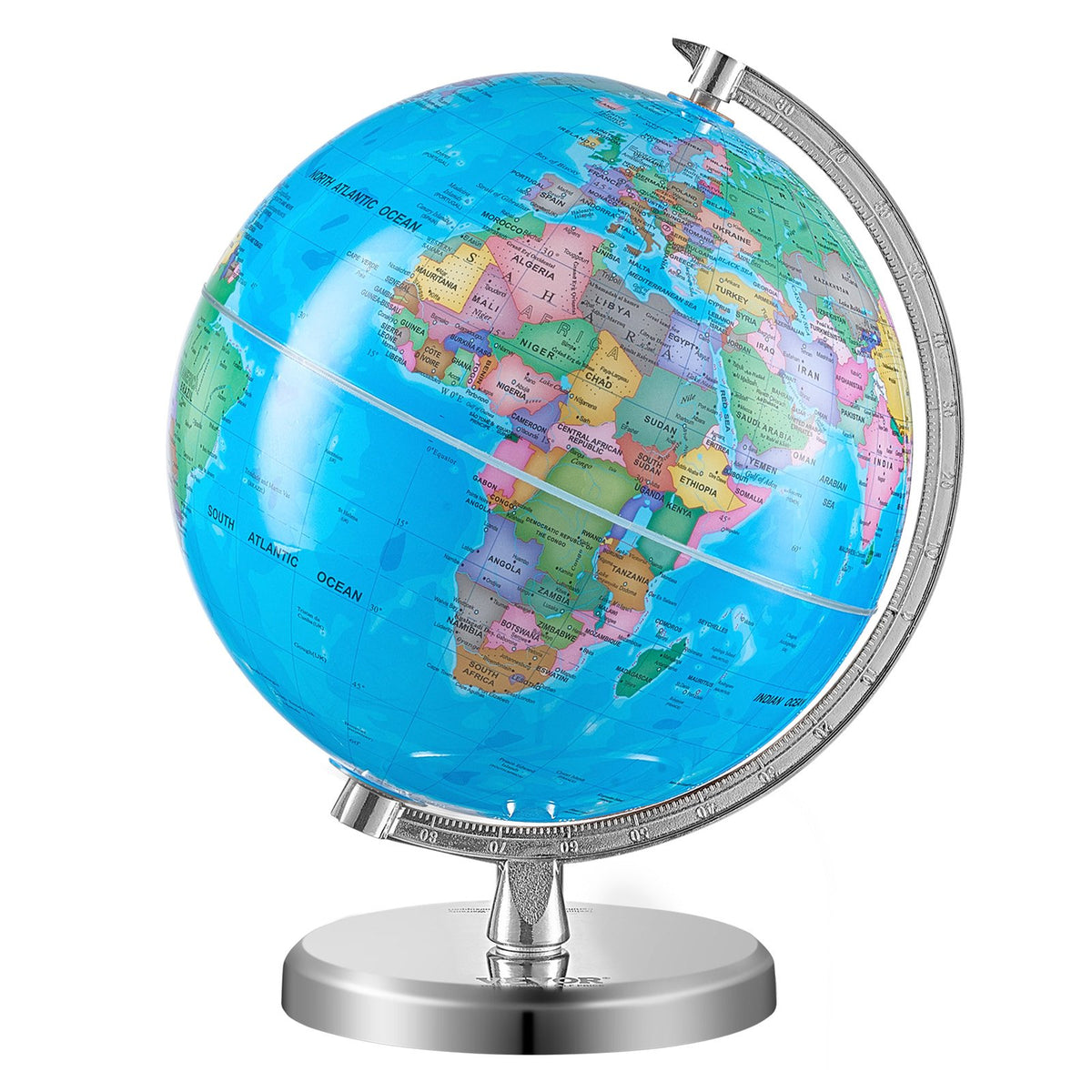 Rotating World Globe with Stand, 203.2 mm, Educational Geographic Globe with Precise Time Zone ABS Material, V952-DQYJJLBFG8YCRYAAZV0