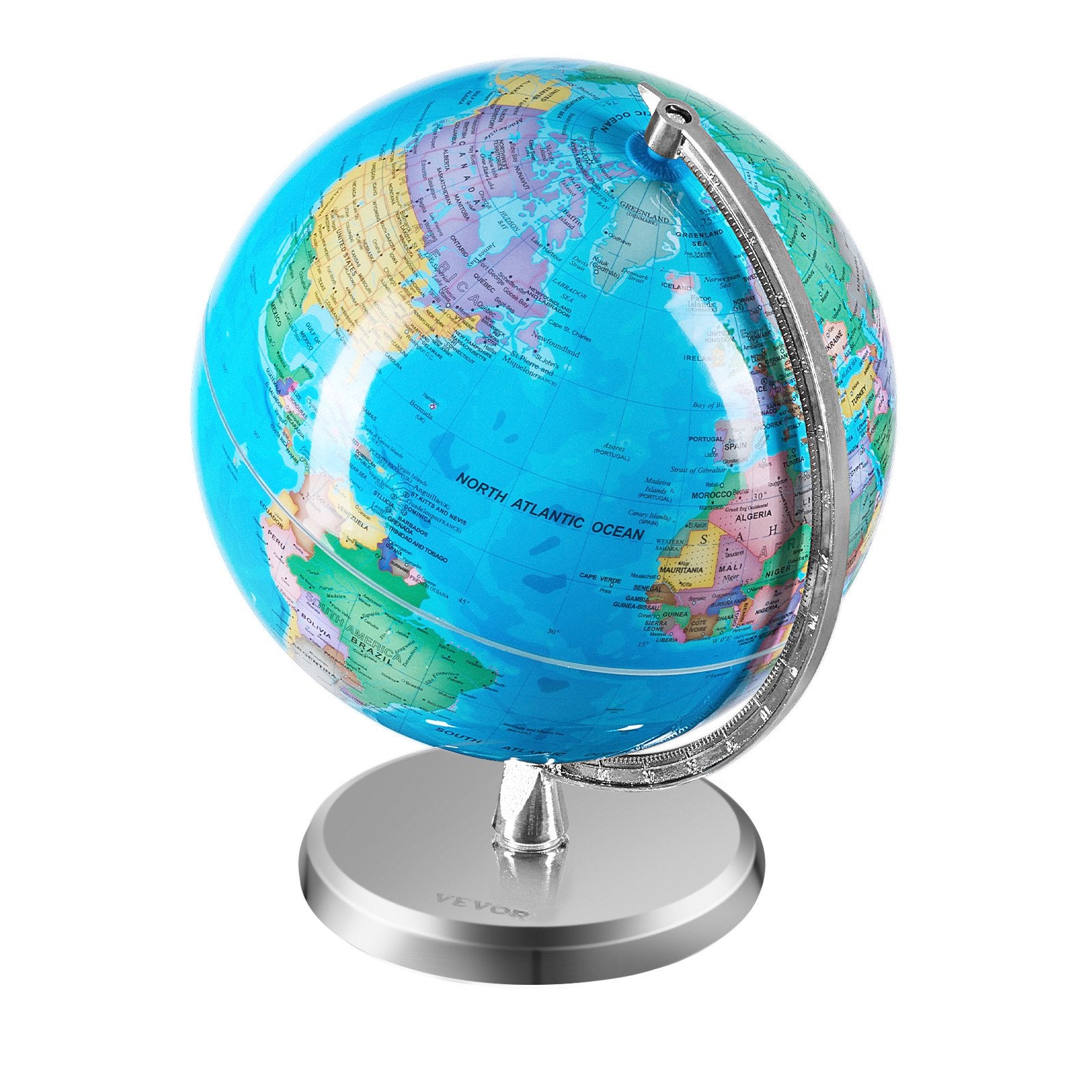 Rotating World Globe with Stand, 203.2 mm, Educational Geographic Globe with Precise Time Zone ABS Material, V952-DQYJJLBFG8YCRYAAZV0