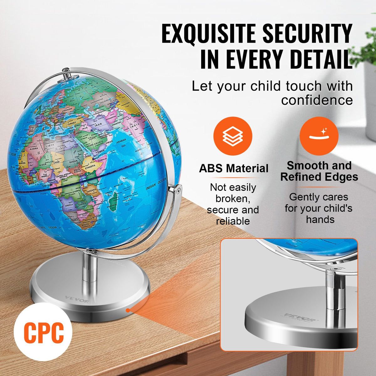 Illuminated World Globe with Stand, 228.6 mm, Educational Earth Globe with Stable Heavy Metal Base and LED V952-DQYJJLFGXZ9YG1I1PV9