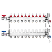 10-Branch Radiant Heat Manifold, 1/2" PEX Tubing Manifold, Stainless Steel PEX Manifold for Hydronic Radiant V952-DRFSQBXG10HL1S697V0