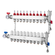 10-Branch Radiant Heat Manifold, 1/2" PEX Tubing Manifold, Stainless Steel PEX Manifold for Hydronic Radiant V952-DRFSQBXG10HL1S697V0