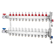 12-Branch Radiant Heat Manifold, 1/2" PEX Tubing Manifold, Stainless Steel PEX Manifold for Hydronic Radiant V952-DRFSQBXG12HL053KUV0