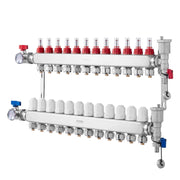 12-Branch Radiant Heat Manifold, 1/2" PEX Tubing Manifold, Stainless Steel PEX Manifold for Hydronic Radiant V952-DRFSQBXG12HL053KUV0