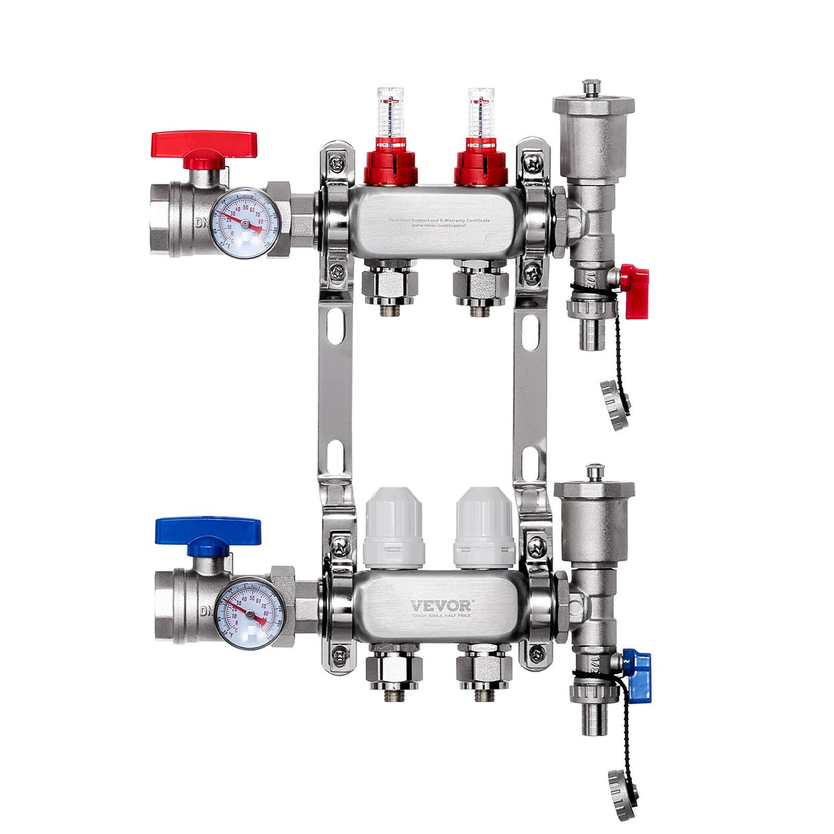 2-Branch Radiant Heat Manifold, 1/2" PEX Tubing Manifold, Stainless Steel PEX Manifold for Hydronic Radiant V952-DRFSQBXG2HLG7E0T8V0