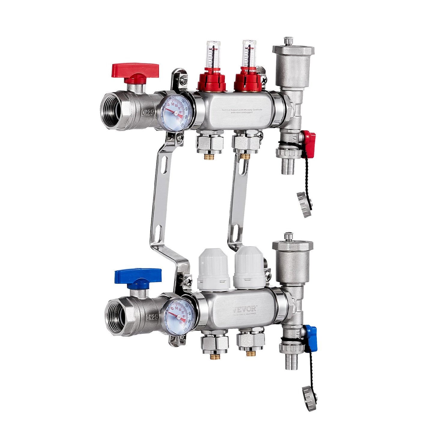 2-Branch Radiant Heat Manifold, 1/2" PEX Tubing Manifold, Stainless Steel PEX Manifold for Hydronic Radiant V952-DRFSQBXG2HLG7E0T8V0