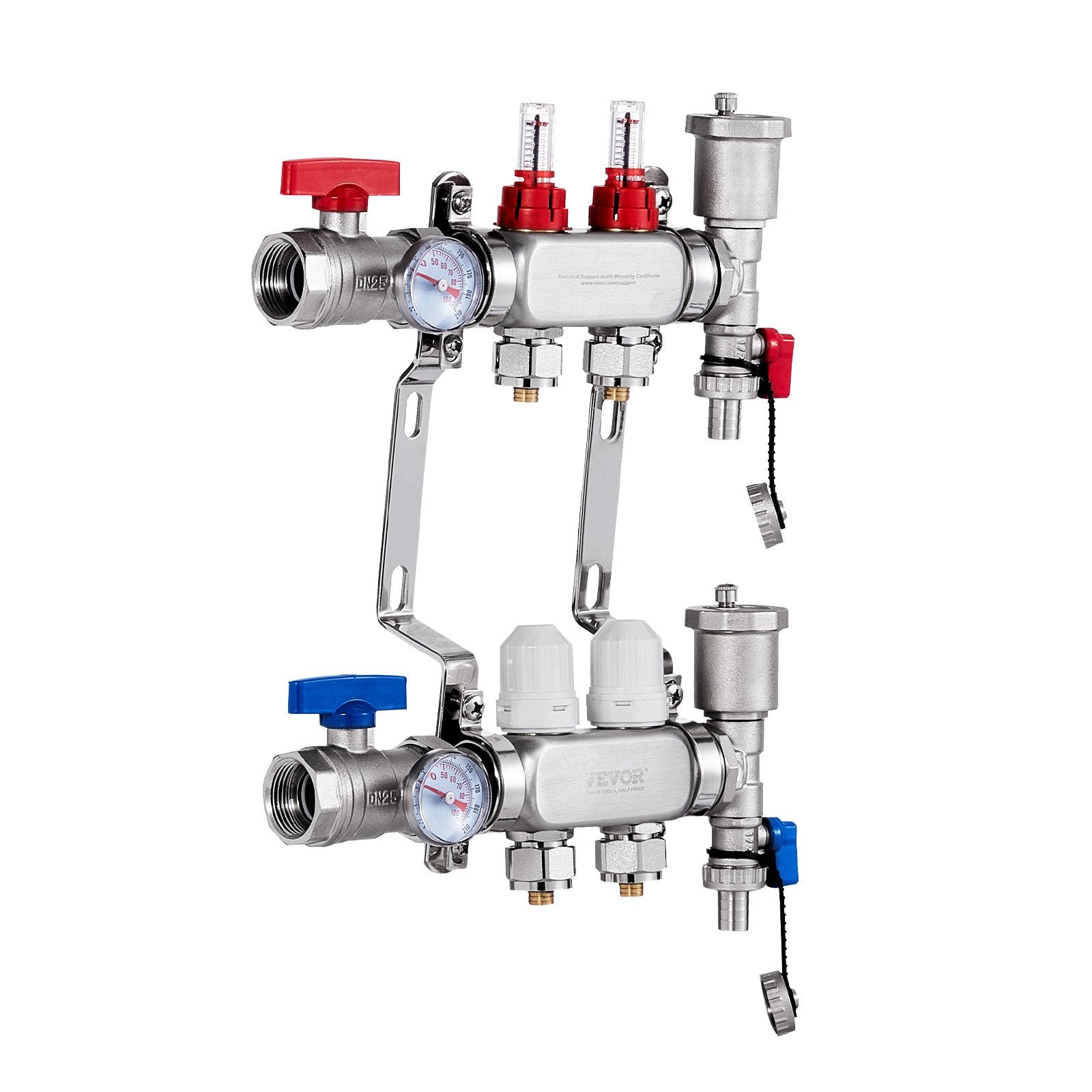 2-Branch Radiant Heat Manifold, 1/2" PEX Tubing Manifold, Stainless Steel PEX Manifold for Hydronic Radiant V952-DRFSQBXG2HLG7E0T8V0