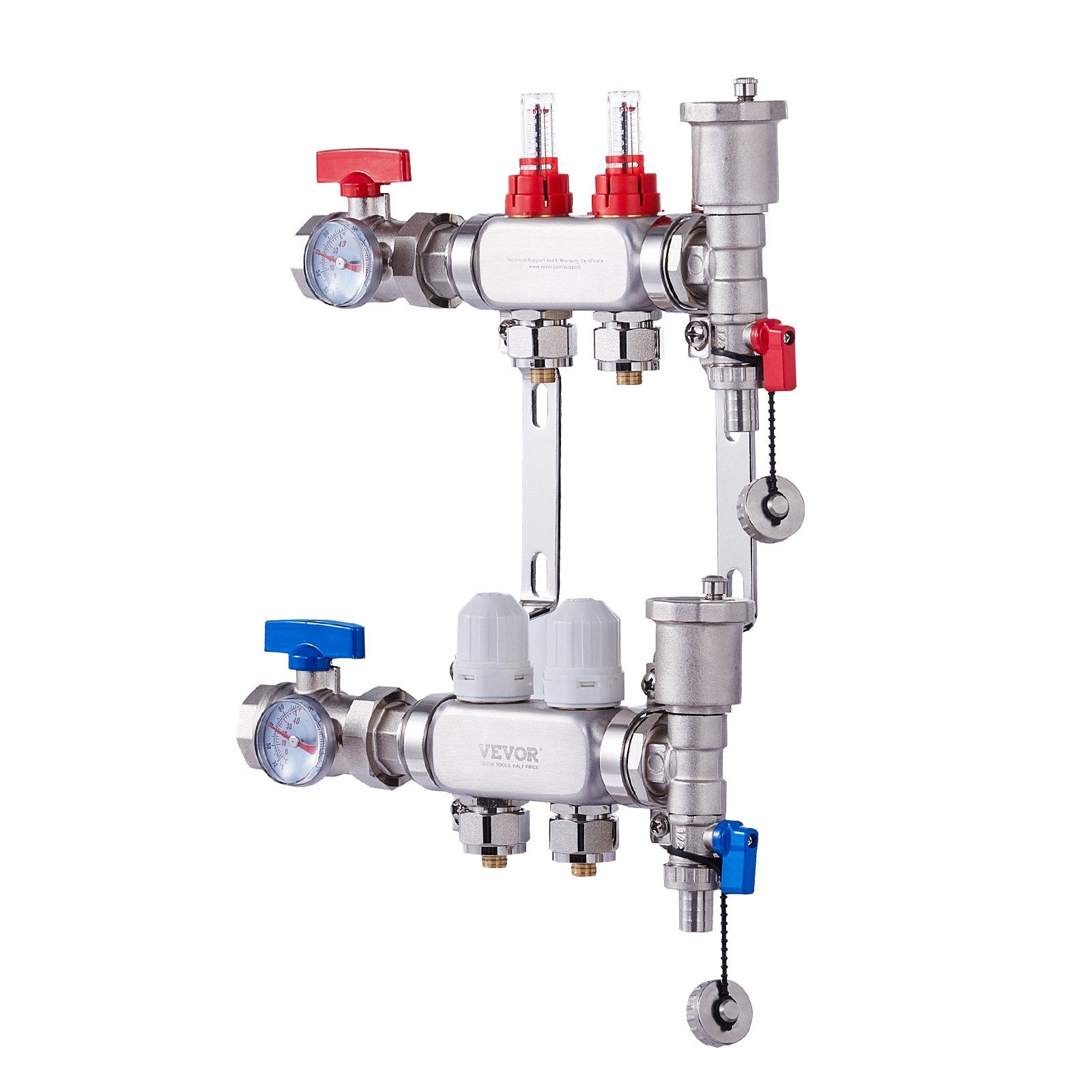 2-Branch Radiant Heat Manifold, 1/2" PEX Tubing Manifold, Stainless Steel PEX Manifold for Hydronic Radiant V952-DRFSQBXG2HLG7E0T8V0