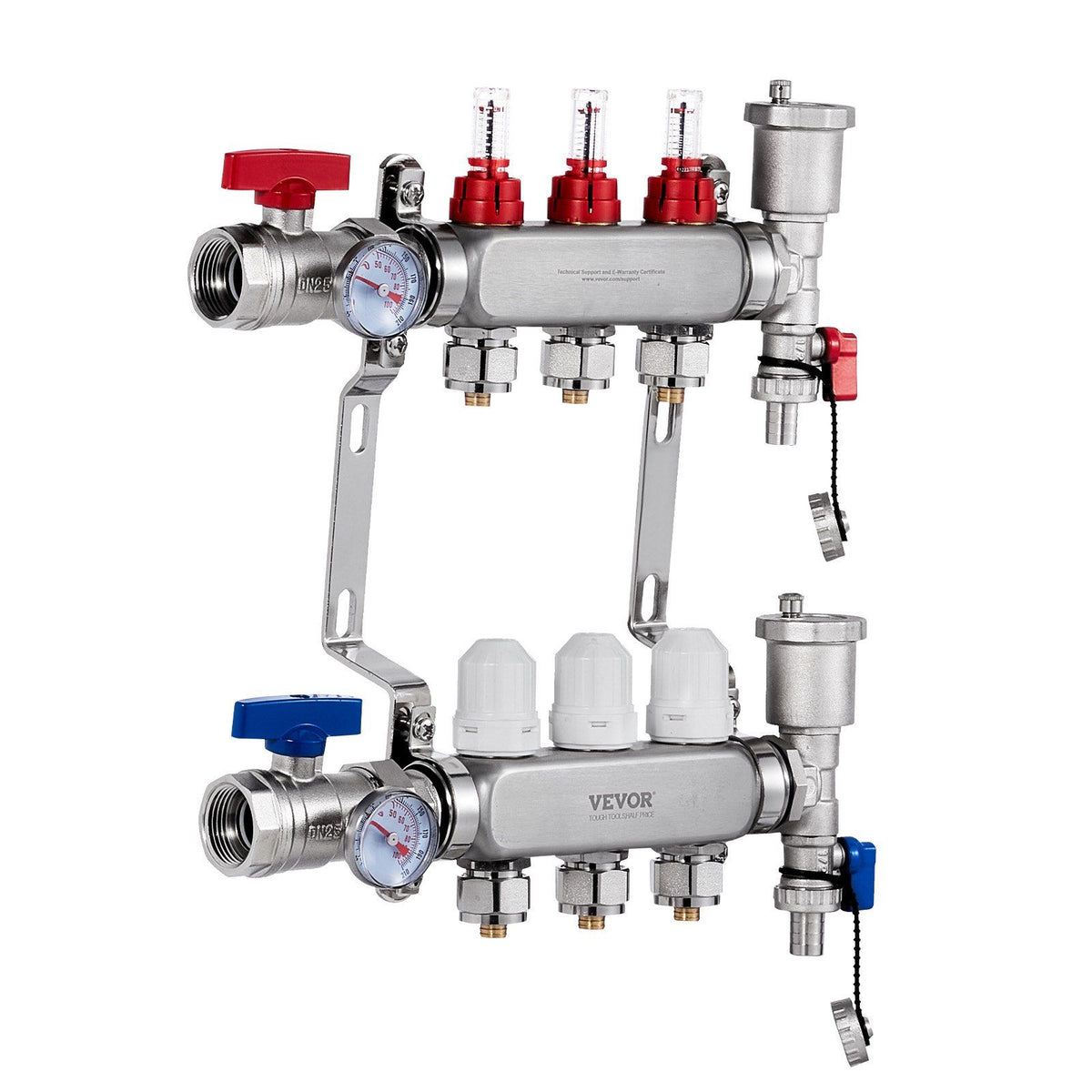 3-Branch Radiant Heat Manifold, 1/2" PEX Tubing Manifold, Stainless Steel PEX Manifold for Hydronic Radiant V952-DRFSQBXG3HLGIHXQRV0