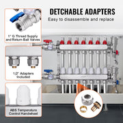 7-Branch Radiant Heat Manifold, 1/2" PEX Tubing Manifold, Stainless Steel PEX Manifold for Hydronic Radiant V952-DRFSQBXG7HLG5ODPQV0