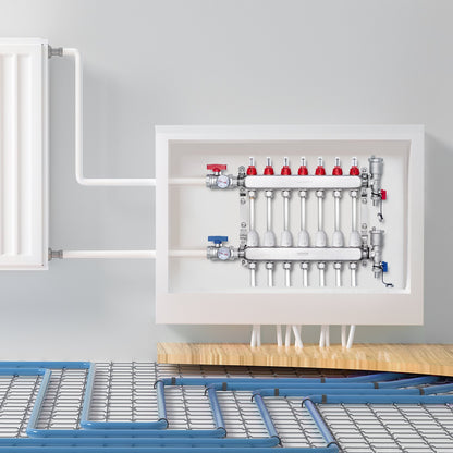 7-Branch Radiant Heat Manifold, 1/2" PEX Tubing Manifold, Stainless Steel PEX Manifold for Hydronic Radiant V952-DRFSQBXG7HLG5ODPQV0