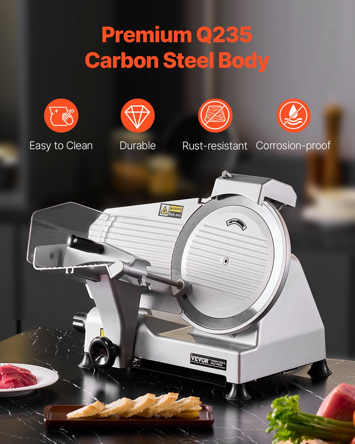 Meat Slicer 180W 250 mm Electric Deli Food Slicer for Meat Bread Cheese V952-DRQPJ180WBZDKGXJSV3