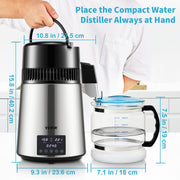 4L Water Distiller 1.5L/H Distilled Water Maker Timing Dual-Temp Silver V952-DSD15LH4L220VJCC4V3