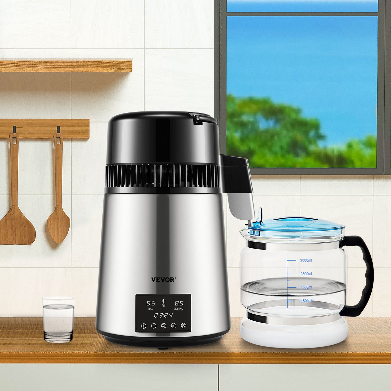 4L Water Distiller 1.5L/H Distilled Water Maker Timing Dual-Temp Silver V952-DSD15LH4L220VJCC4V3