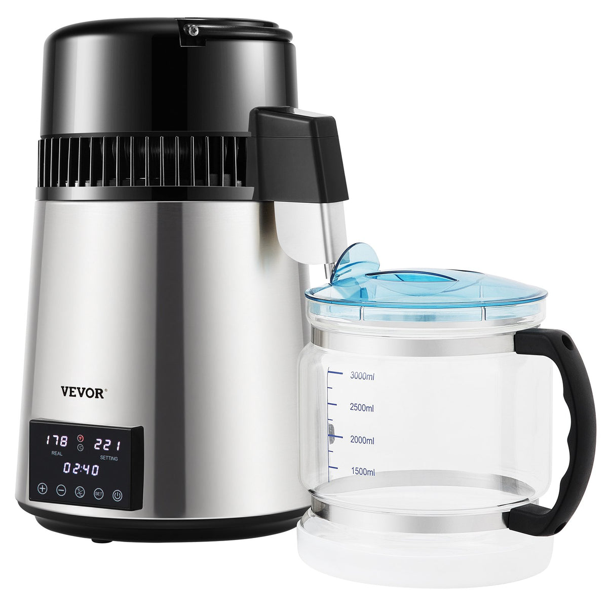 4L Water Distiller 1.5L/H Distilled Water Maker Timing Dual-Temp Silver V952-DSD15LH4L220VJCC4V3