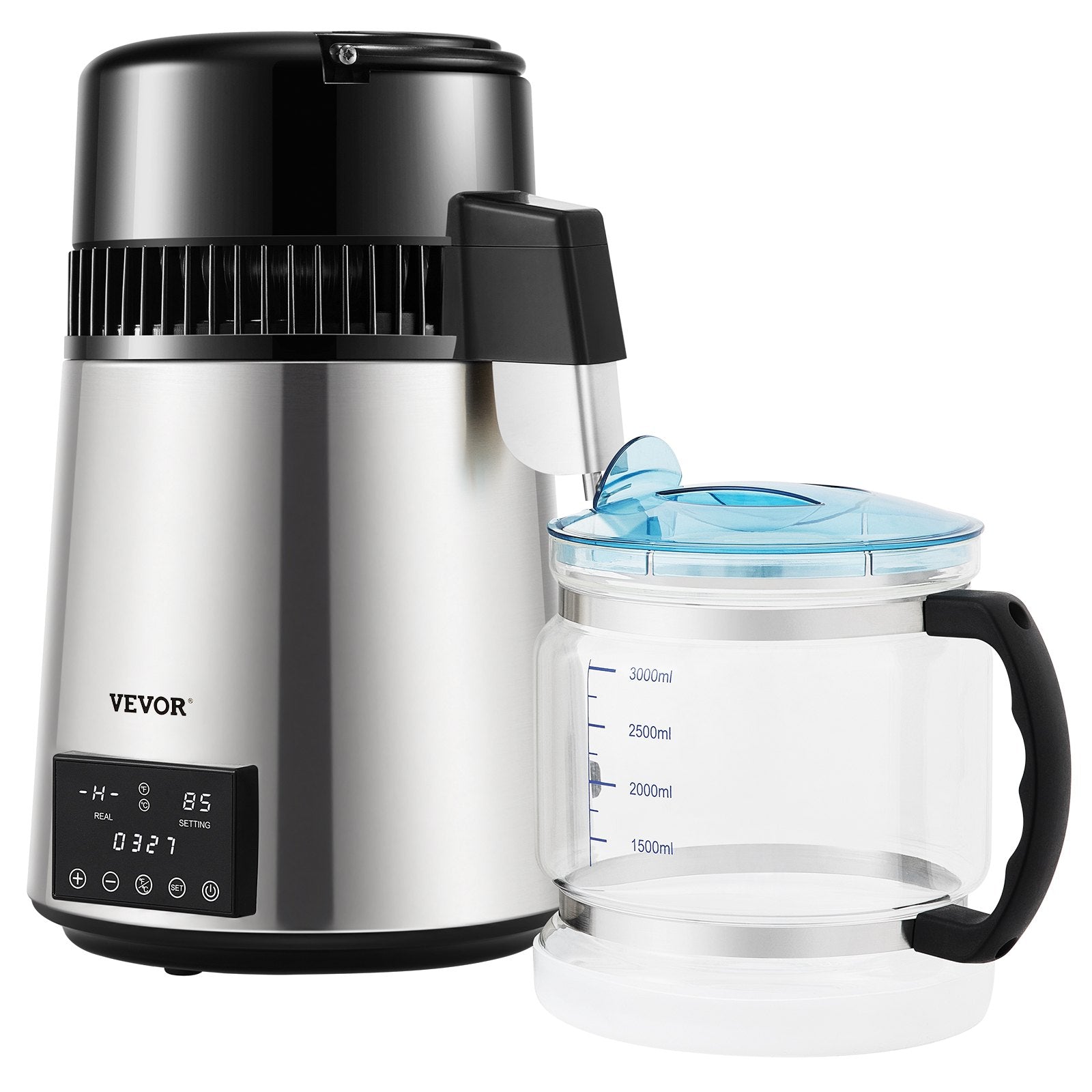 4L Water Distiller Distilled Water Maker 1 L/H w/ Timing Dual-Temp Silver V952-DSDW1LH4L220VO4CHV3
