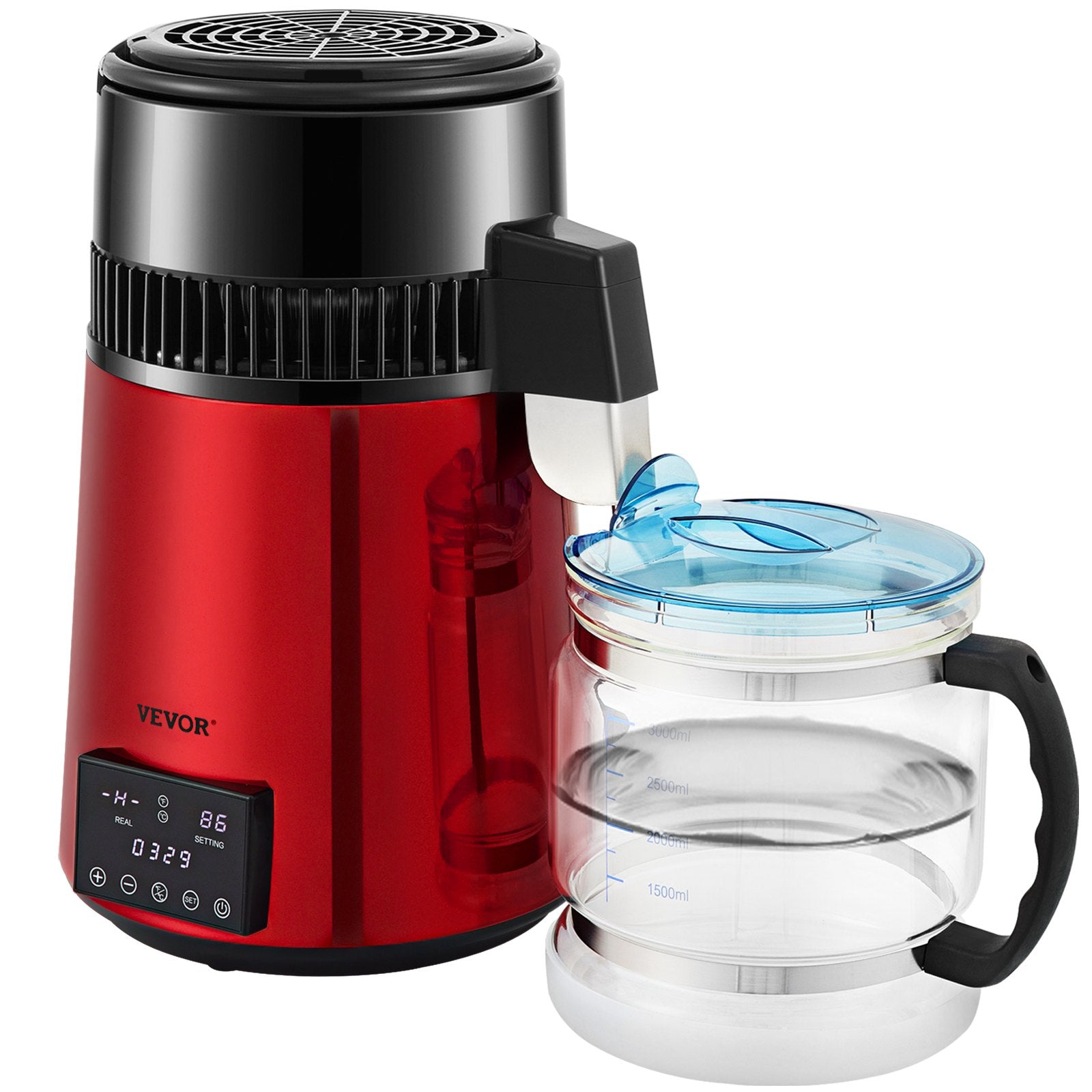 4L Water Distiller Distilled Water Maker 1 L/H w/ Timing Dual Temp Red V952-DSDW1LH4L220VZ53OV3