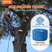 12.7mm Static Climbing Rope, 45.7M(150ft) Outdoor Rock Climbing Rope 30KN Breaking Tension, Fiber Rope with V952-DSJLSLSXWS15D8FTZV0