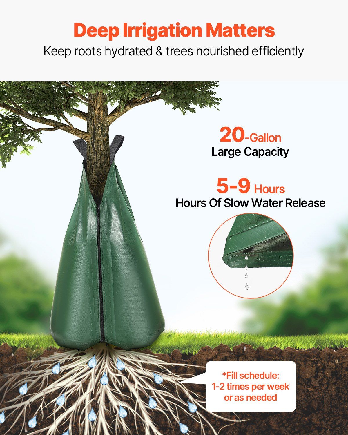 Tree Watering Bag, 12 Packs 20 Gallons Watering Bags for New Trees, 5-9 Hours Slow Release Refillable Tree V952-DSJSD20GAL12ZAUMNV0