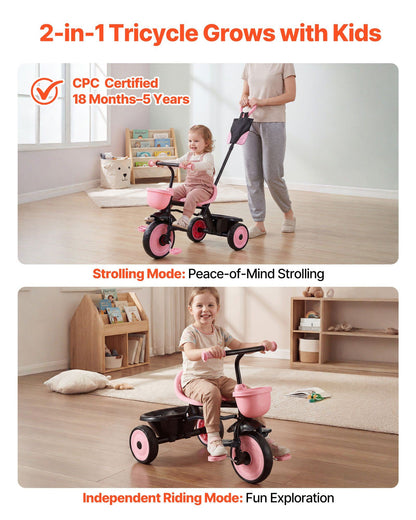 Toddler Tricycle & Stroller for 18 Months to 5 Year Old, Kids Trike with Parent Push Handle, Adjustable Seat V952-DSTGBDDPHLLBNEG56001V0